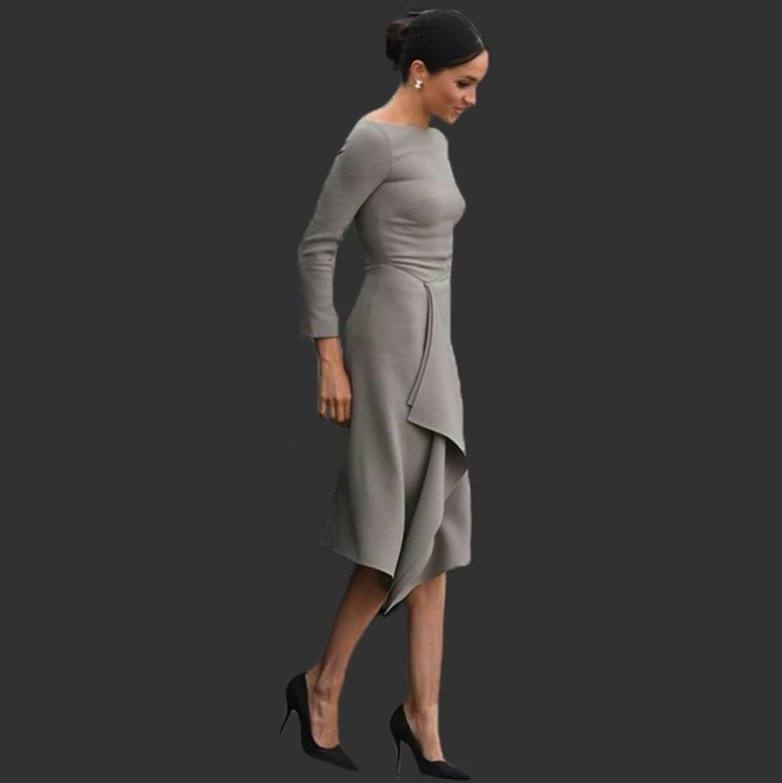 Gray Mother Of The Bride Dresses Sheath Scoop 3/4 Sleeves Knee Length Plus Size Short Groom Mother Dresses For Weddings - RongMoon