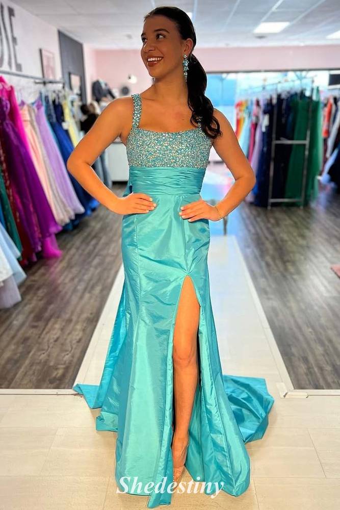 Beaded Corset Fuchsia Mermaid Prom Dress with Bowknot
