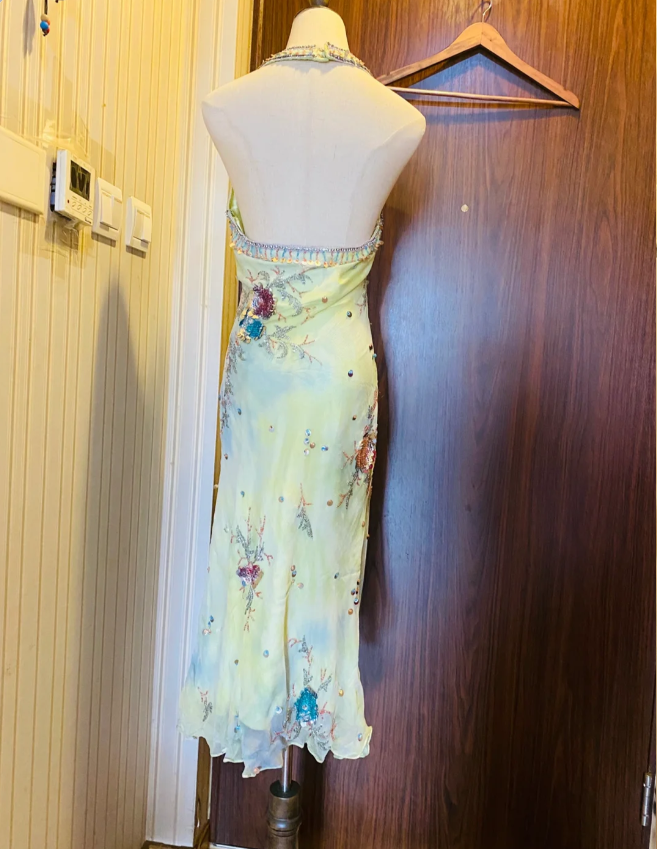 Beautiful Halter Neck Backless Sequined Beaded Chiffon Prom Dress Evening Dress cc5335