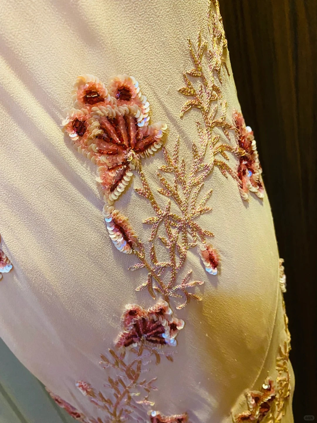 Sweet Pink Sequined Beaded Halter Chiffon Long Prom Dress Evening Dress cc5336