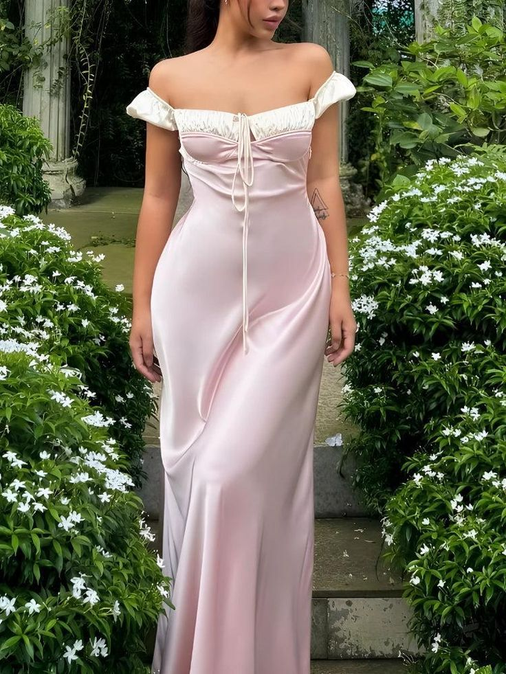 Pink Satin Ruched Charming Evening Dress,Elegant Long Prom Dress S186