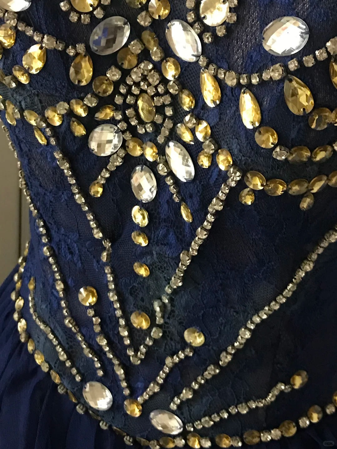 đź’™Dark blue shiny retro princess short homecoming dress beaded tulle ball gown evening dress gh4393