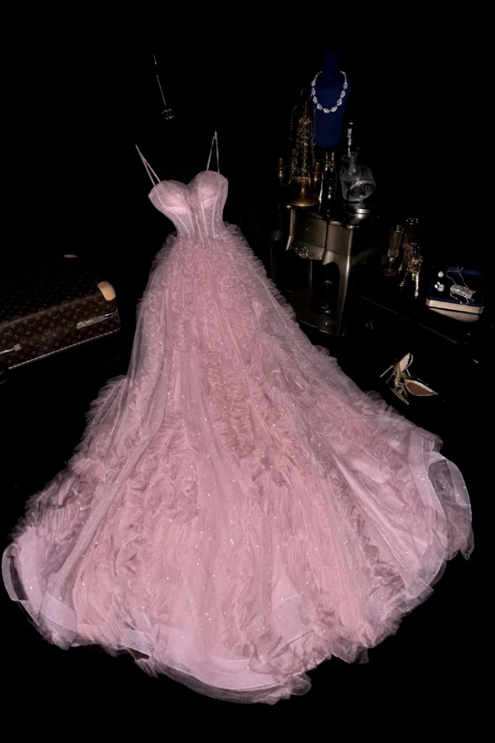 Pink shiny elegant long graduation gown evening gown gh6815