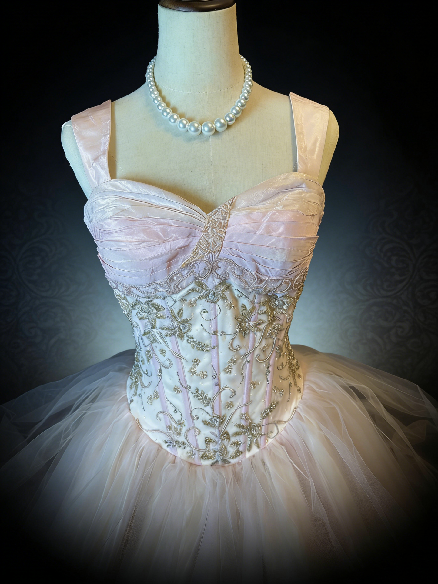 Light Pink Princess Style Ball Gown - Lace & Beaded Strapless Dress for Quinceañera gh6948