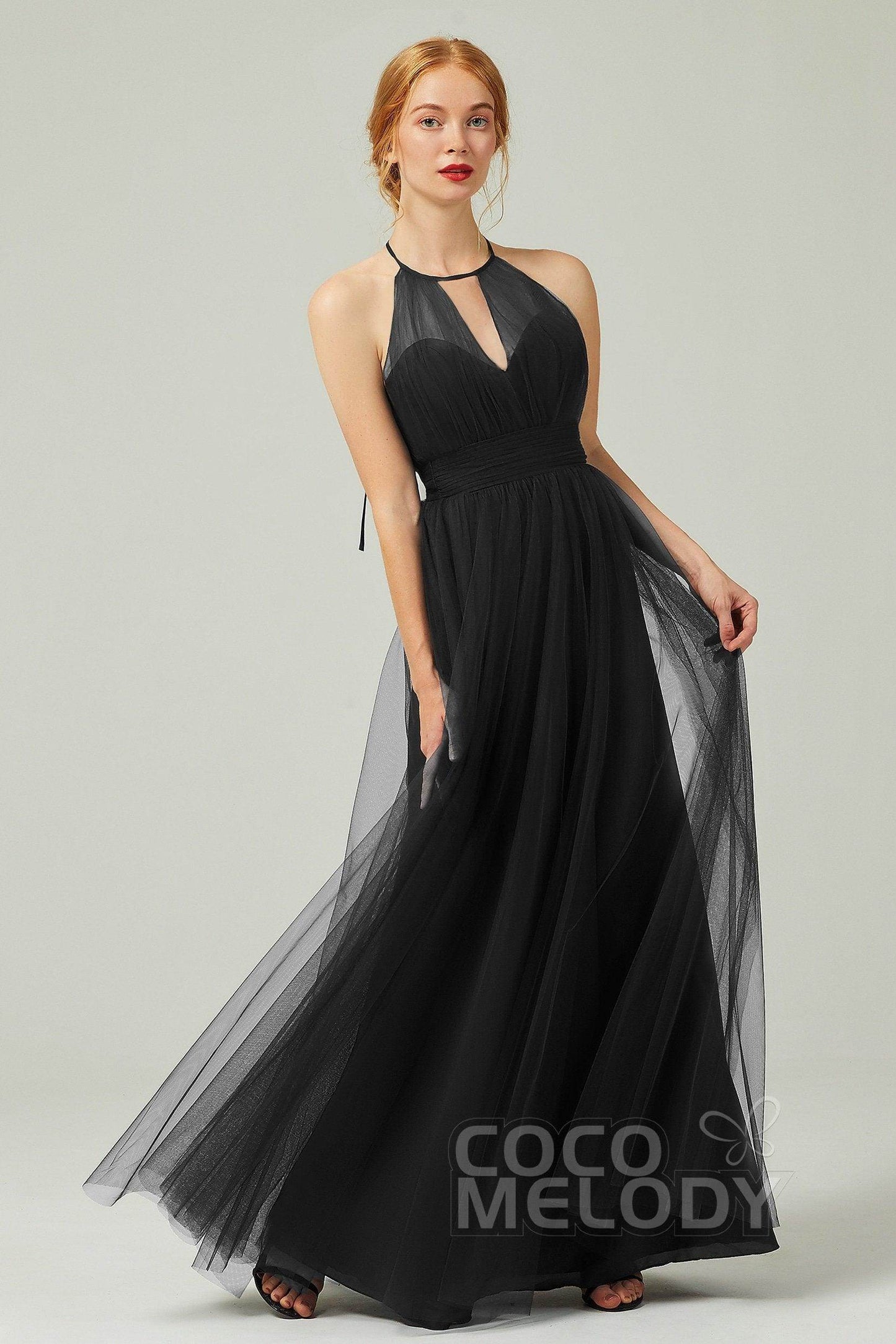 A-Line Floor Length Tulle Bridesmaid Dress CB0334