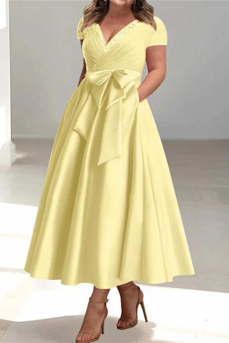 A Line V Neck Mother of the Bride Dresses with Pockets CM0350