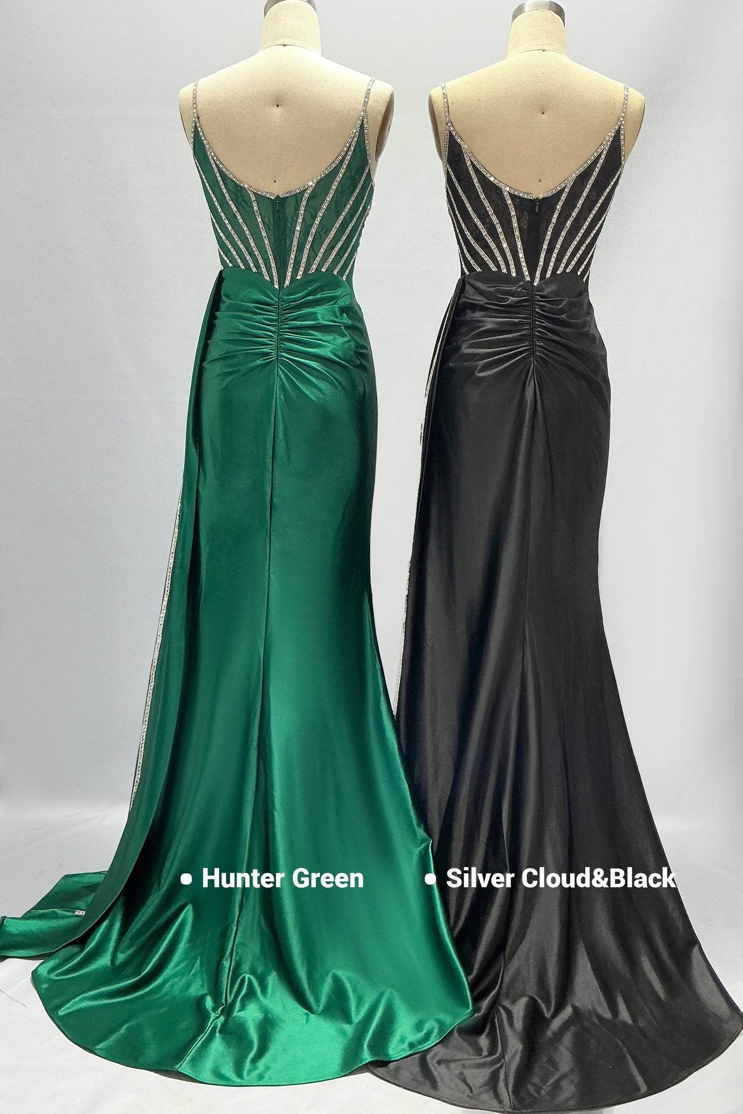 Sheath-Column Sweep-Brush Train Stretch Satin Prom Dress CS1042