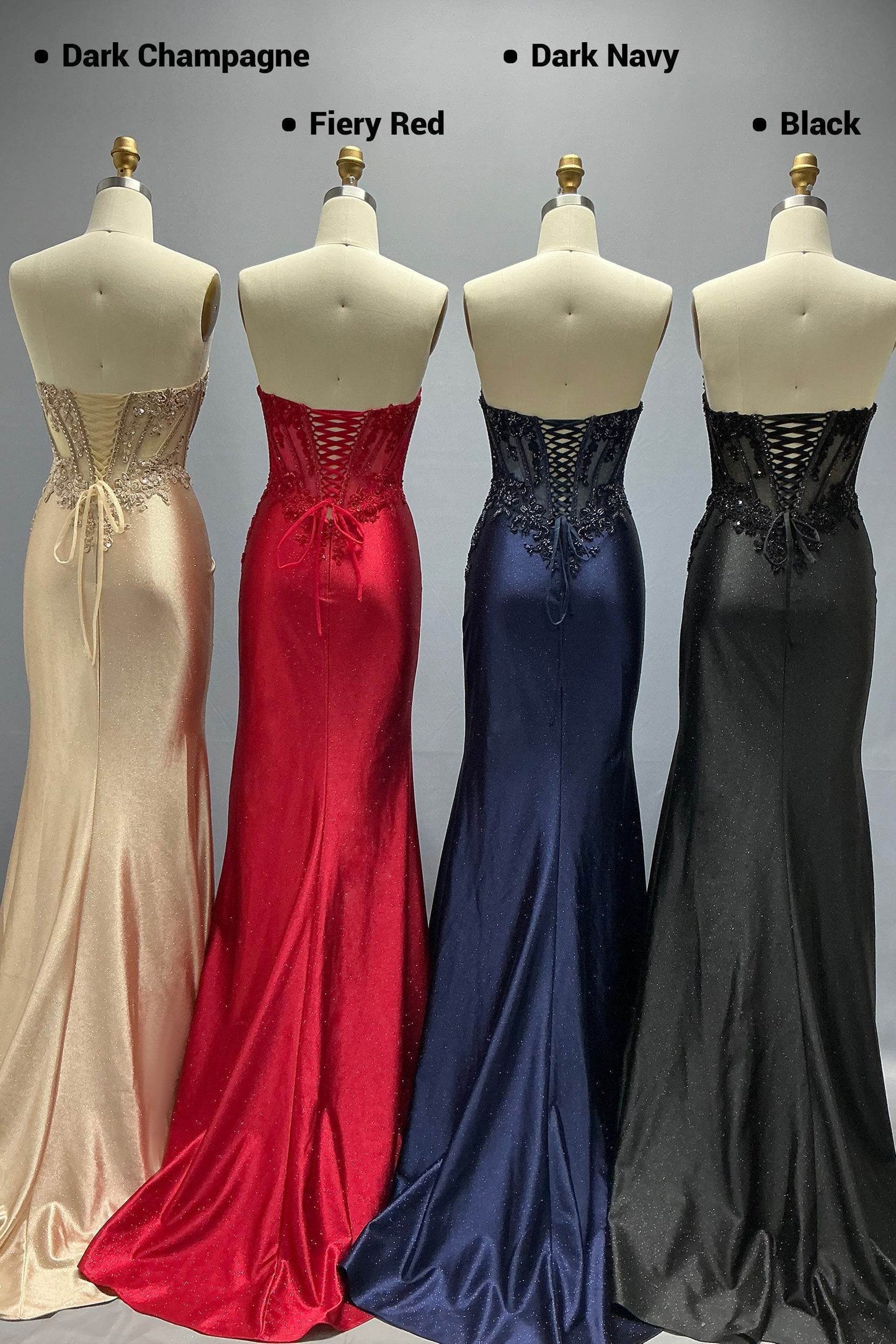 Sheath-Column Sweep-Brush Train Stretch Satin Prom Dress CS1047