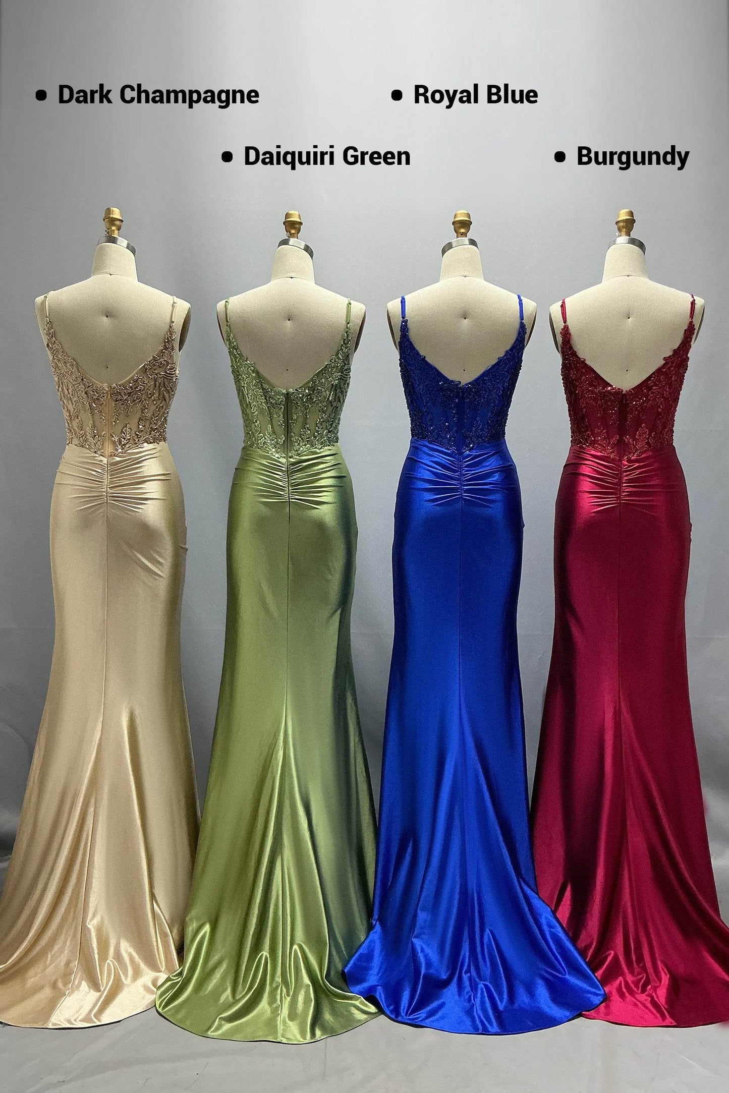 Sheath-Column Sweep-Brush Train Stretch Satin Prom Dress CS1051