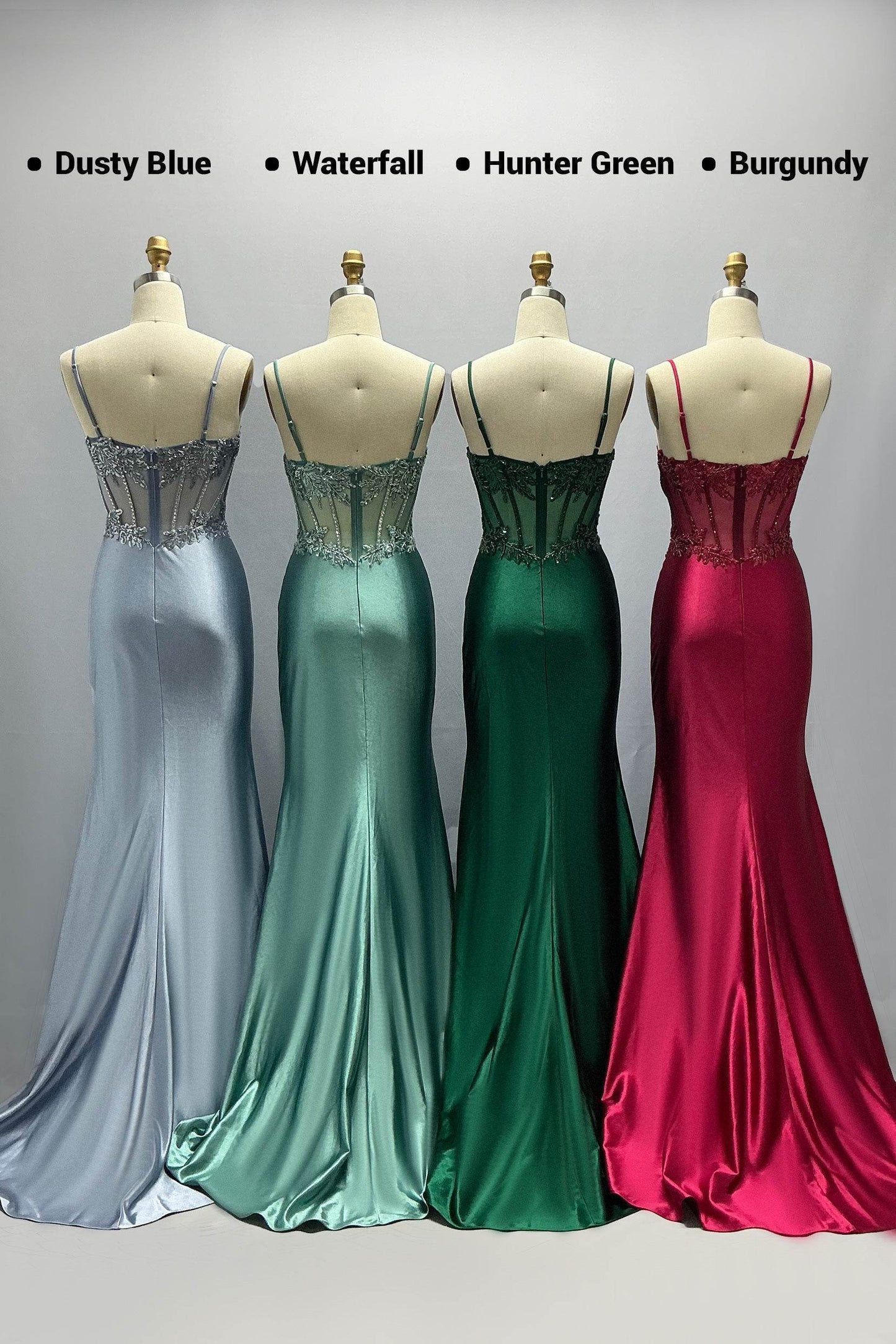 Sheath-Column Sweep-Brush Train Stretch Satin Prom Dress CS1064