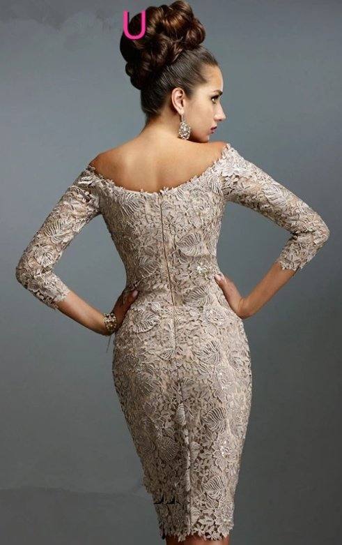 Elegant Mother Of The Bride Dresses Sheath 3/4 Sleeves Lace Plus Size Short Wedding Party Dress Mother Dresses For Wedding - RongMoon