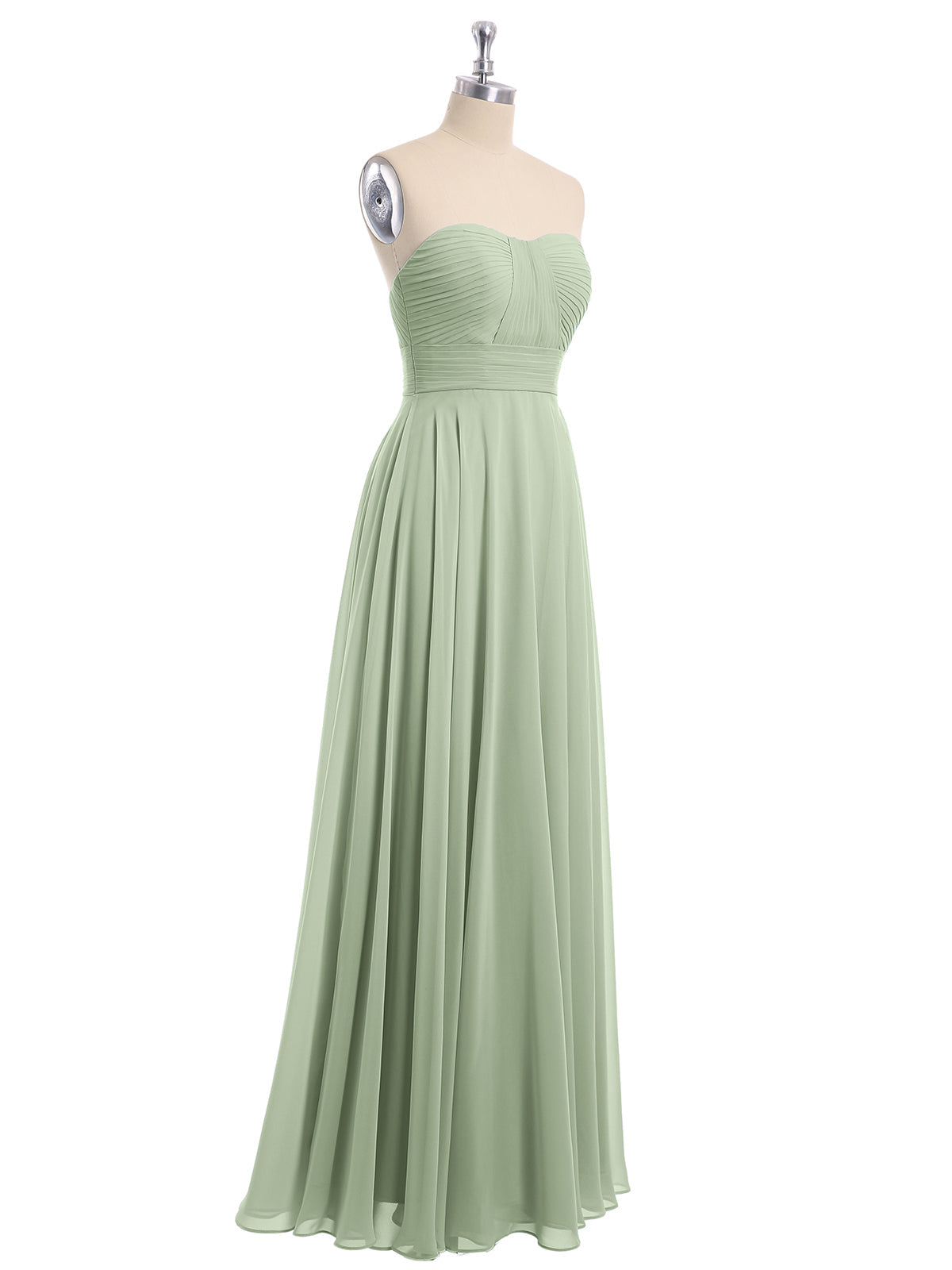 Strapless Chiffon Pleated Bridesmaid Gowns Dusty Sage