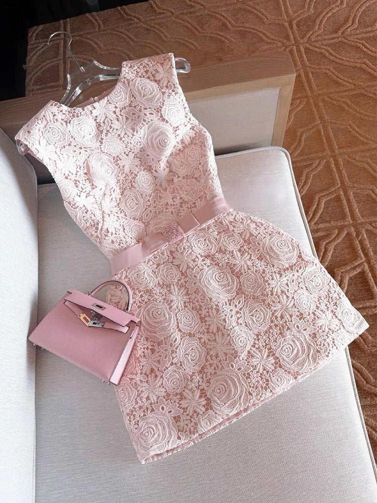 Elegant A line Scoop Lace Short White Mini Formal 8th Grade Homecoming Dresses Middle School Cocktail Dress Hoco Outfits DH2637