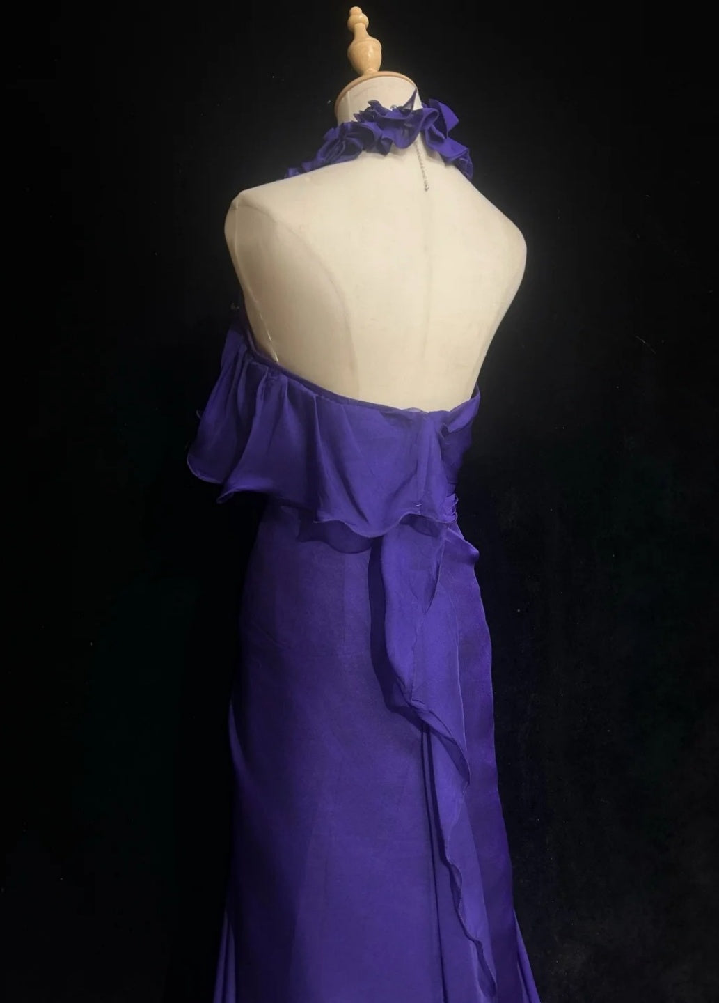 Chic Halter Sheath Chiffon Long Evening Dress Purple Prom Dress DP05355
