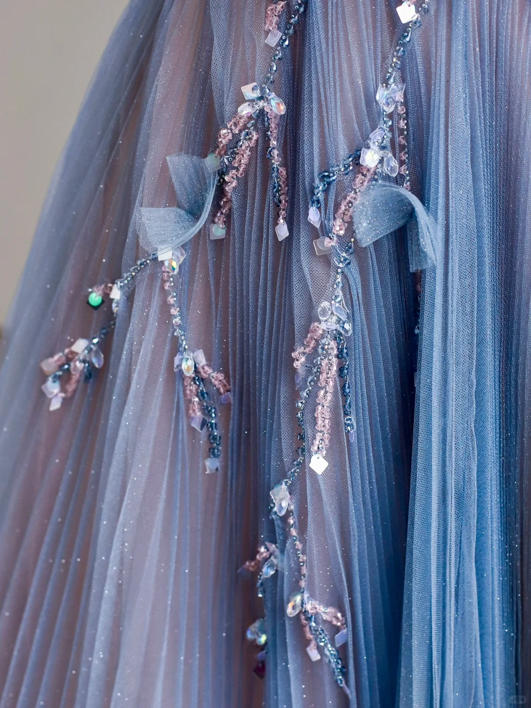 Elegant Glamour Ball Gown Strapless Blue Tulle Long Prom Dresses Party Dress Evening Dress DP1576