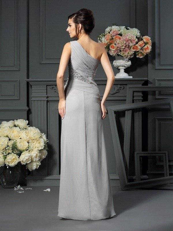 Trumpet/Mermaid One-Shoulder Beading Sleeveless Long Chiffon Mother of the Bride Dresses - RongMoon