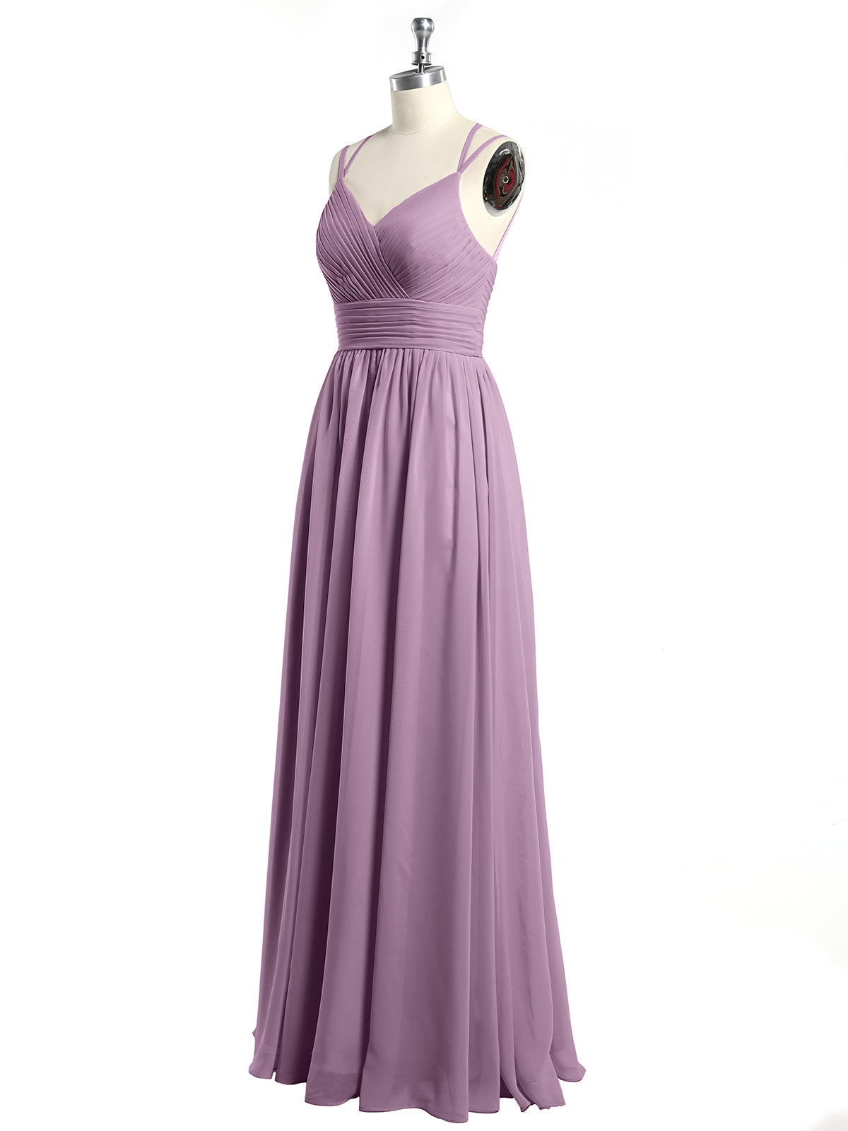 Double Straps Chiffon Dresses with Sweetheart Wisteria