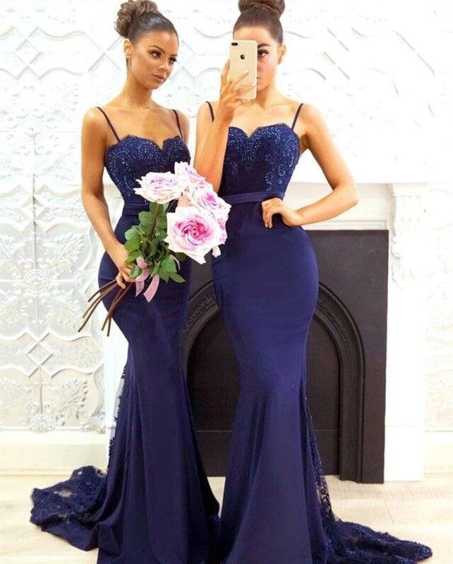 Elegant Lace Appliques Sweetheart Mermaid Backless Bridesmaid Dresses - RongMoon