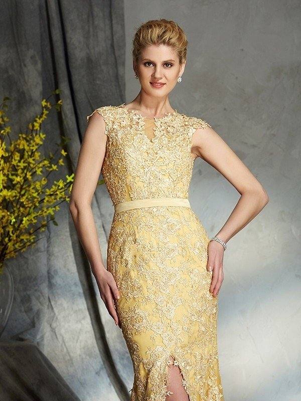 Trumpet/Mermaid Scoop Lace Sleeveless Long Lace Mother of the Bride Dresses - RongMoon