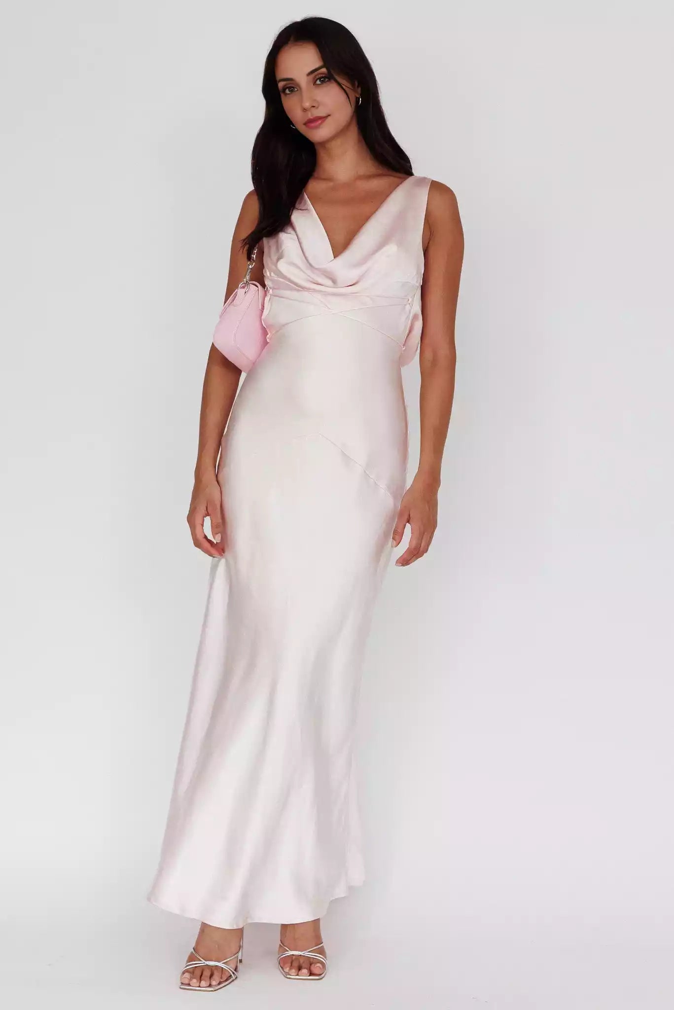 Gorgeous unlined scarf collar with lace up back and hidden side zipper Prom Dresses