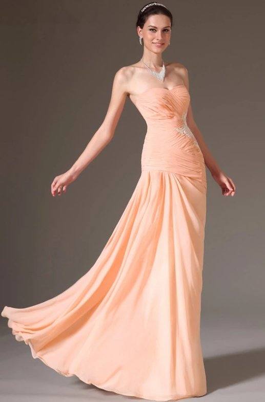 Peach Evening Dresses Mermaid Sweetheart Chiffon Lace Elegant Long Formal Party Evening Gown Prom Dresses Robe De Soiree - RongMoon
