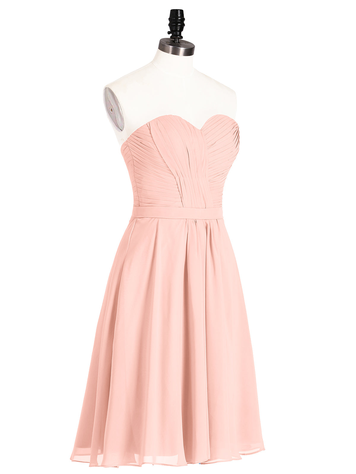 Sweetheart Neck Knee Length Chiffon Bridesmaid Gown-Coral