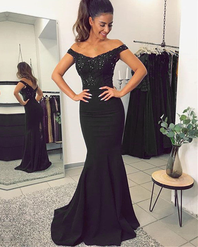 Mermaid V-neck Off Shoulder Bridesmaid Dresses Lace Appliques