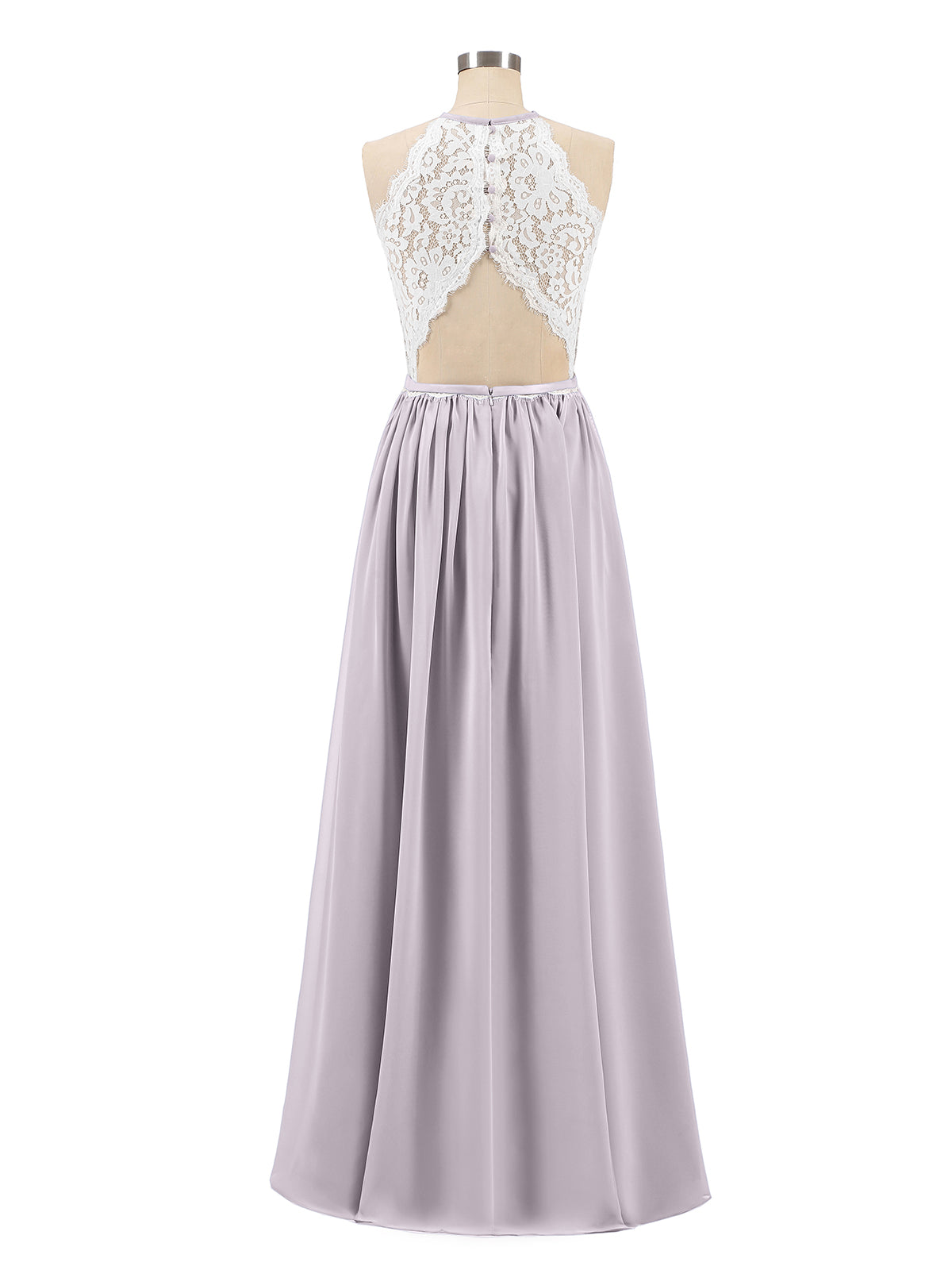 Halter Maxi Dress with Ivory Lace Bodice-Dusk Plus Size