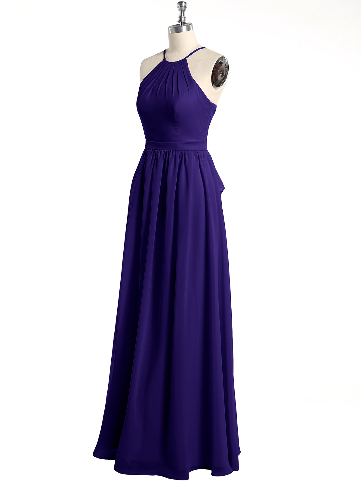 Halter Chiffon Long Bridesmaid Dresses-Regency