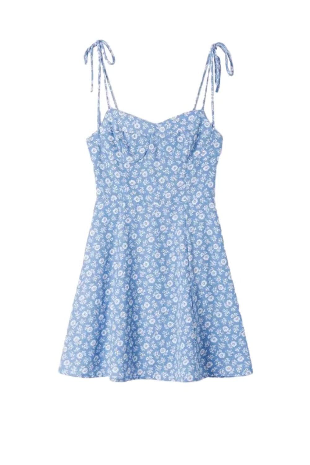 Dopamine-inducing outfit: French romantic floral blue sundress, vacation style, beach dress, short skirt 11407