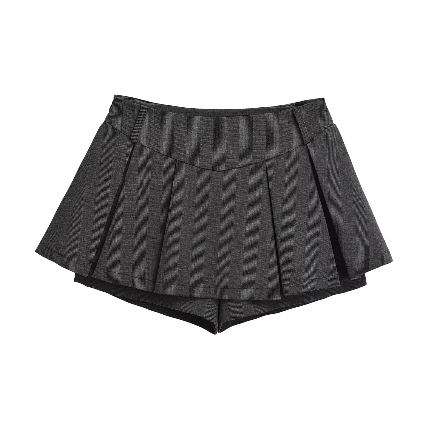 High-waisted V-neck skirt pants for petite women, A-line skirt that makes you look taller and slimmer, JK style pleated mini skirt 11487