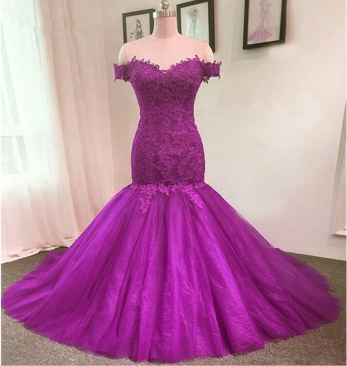 Off Shoulder Mermaid Dress Appliques