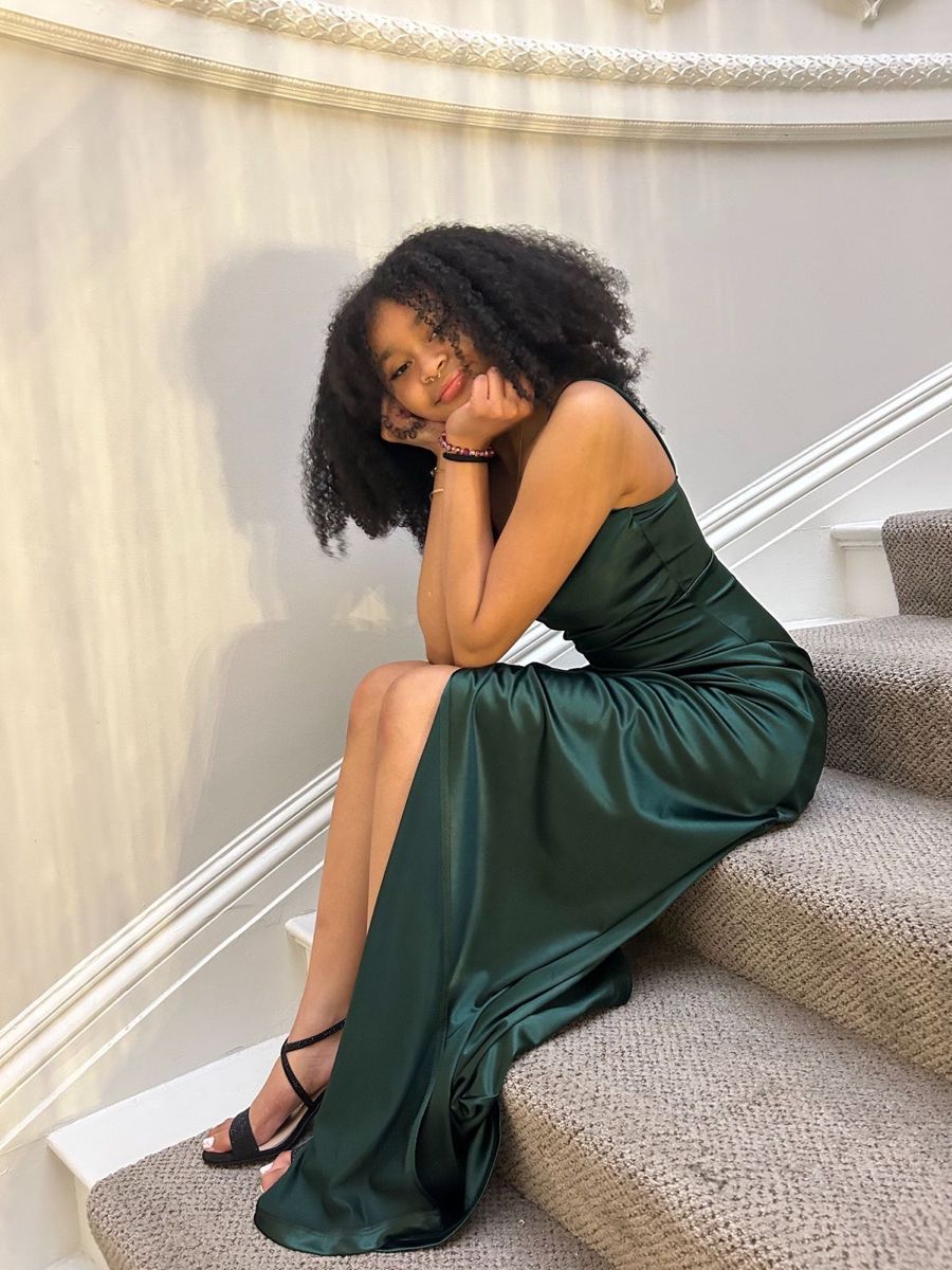 Elegant Dark Green Slim-Fit Camisole Ruched Slit Satin Long Prom Dress Evening Dress cc5227