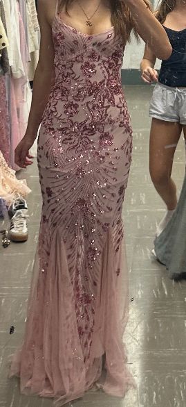 Elegant Dusty Lavender Mermaid Spaghetti Strap Sequin Embroidered Tulle Long Prom Dress Evening Dress cc5427