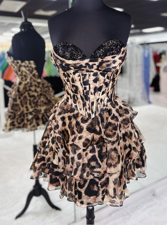 girlhomeshops-ππ€π€ Fashion leopard print exquisite beaded sequins short homecoming dresses tight hoco dresses corset dress gh5811
