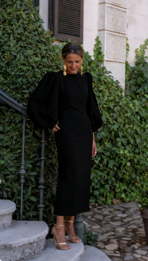 Simple Puff Sleeves Prom Dress For Women, Wedding Guest Outfit cc577