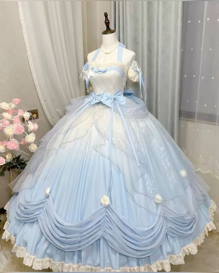 Cute Sweetheart Princess Sweet 16 Quinceanera Halter-neck A-Line Bow Birthday Party Dress Prom Dress Ball Gown HZ1024