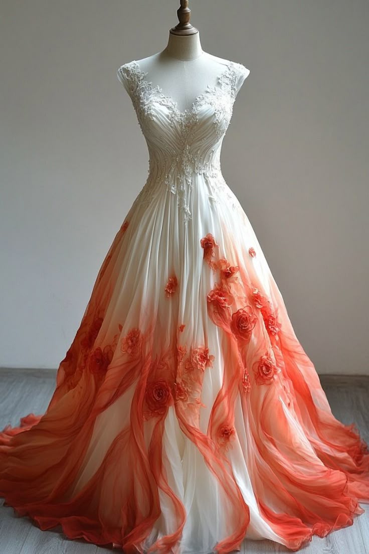 Beautiful 3D Flowers V-neck Applique Design Vintage A-Line Tulle Long Evening Gown Prom Dress HZ1024