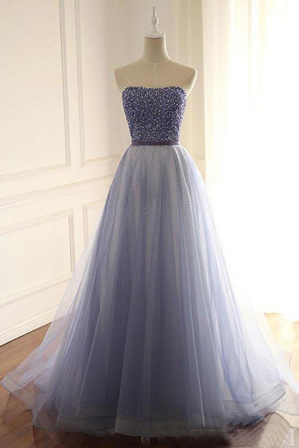 A-Line/Princess Tulle Sweetheart Floor-Length Prom Dresses