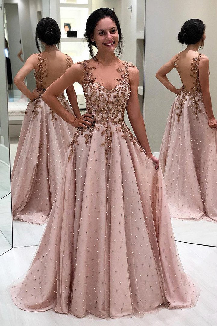 A-Line/Princess Sweetheart Satin Long Prom Dresses