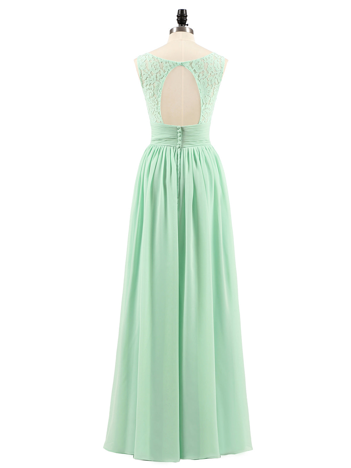 Lace and Chiffon Dresses with Open Back-Mint Green