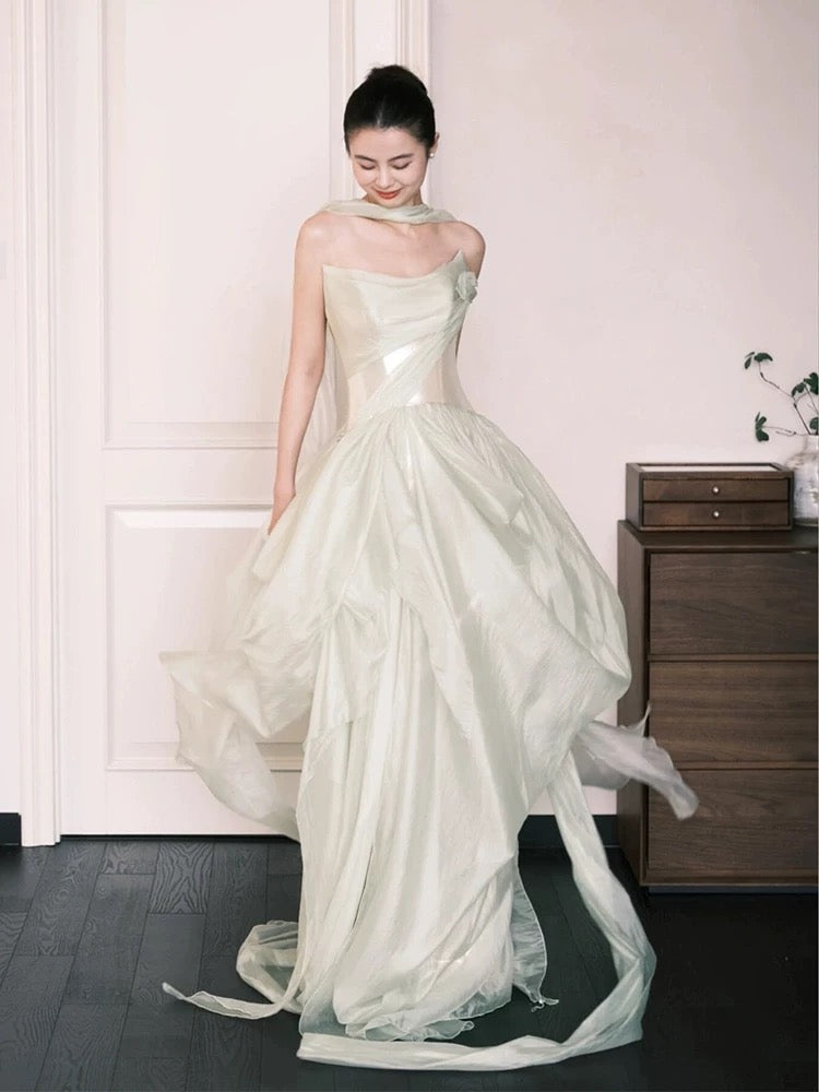 Sexy A line Strapless Light Mint Green Chiffon Sleeveless Prom Dresses Party Dress Summer Birthday Outfits Birthday Dresses W803