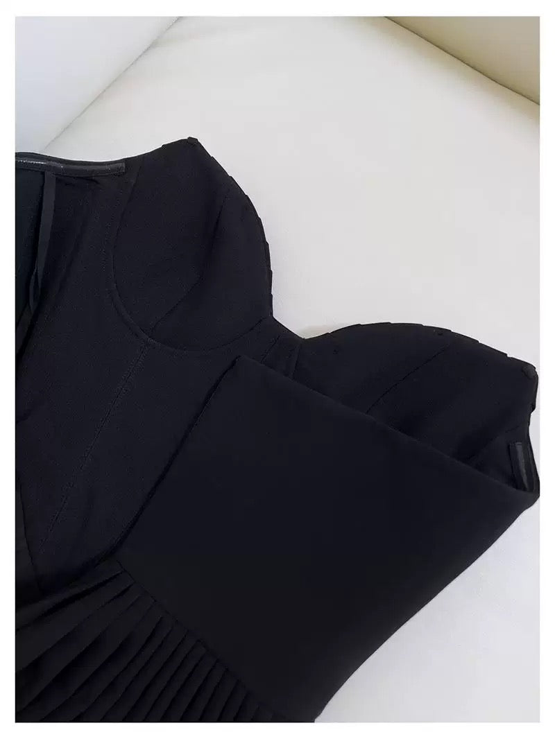 Elegant A line Spaghetti Straps Black Chiffon Sleeveless Long Evening Party Gowns Evening Formal Dresses Prom Dress W926