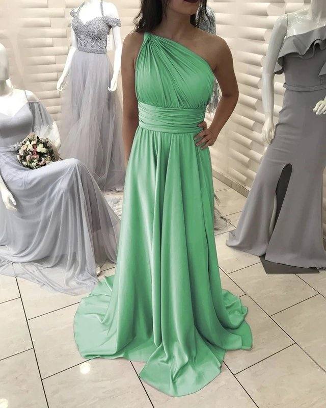 Chiffon Bridesmaid Dresses One Shoulder Leg Slit - RongMoon