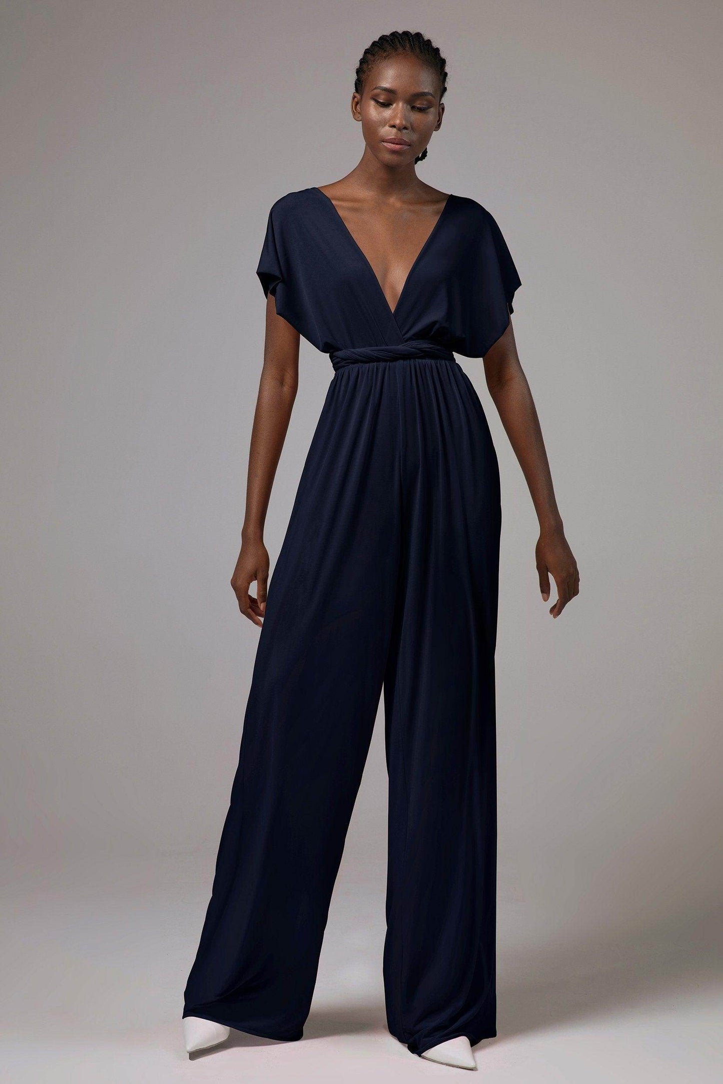 Jumpsuit Floor Length Knitted Fabric Bridesmaid Dress Formal Dresses CB0419