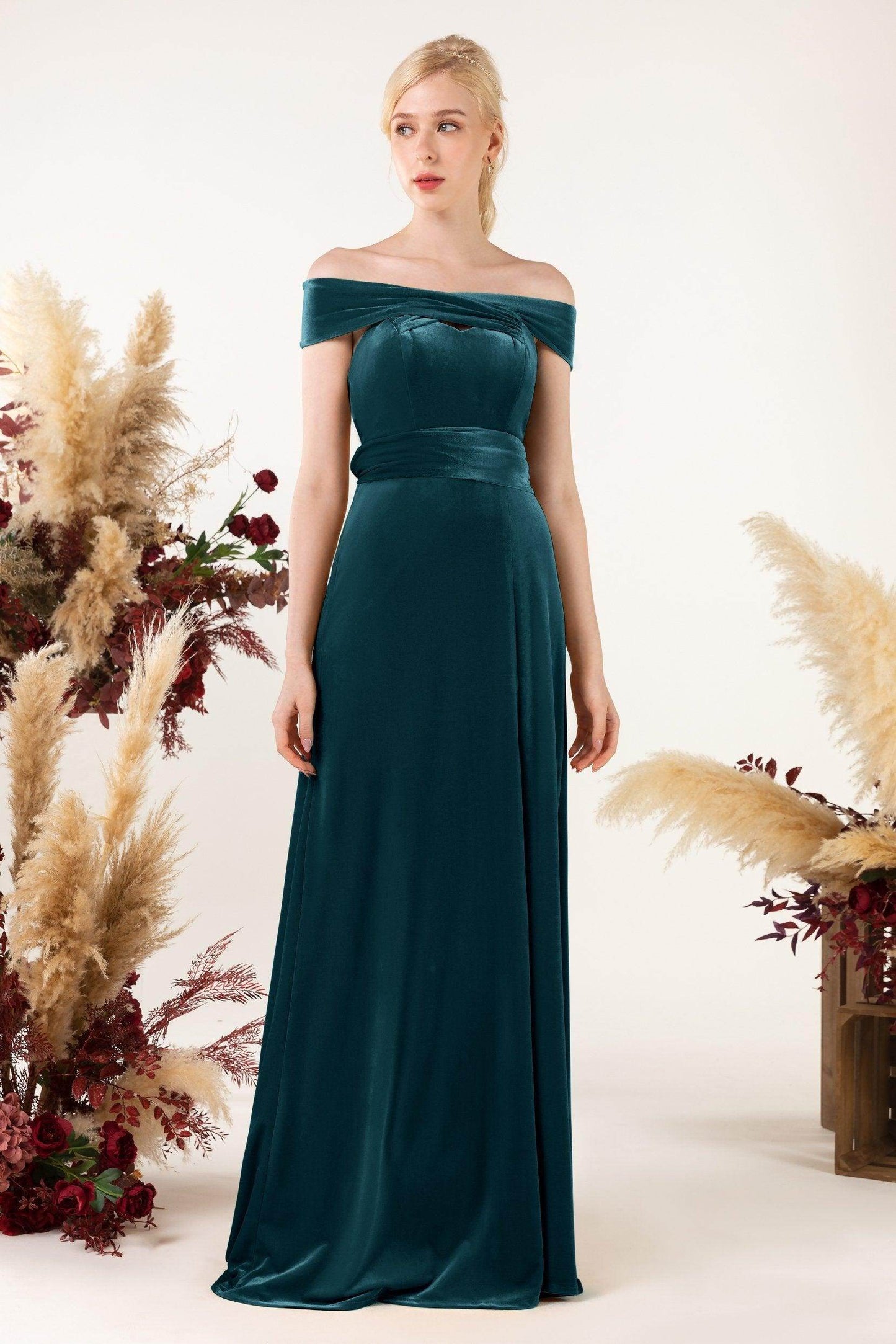 Sheath Sweep-Brush Train Velvet Bridesmaid Dress CB0516