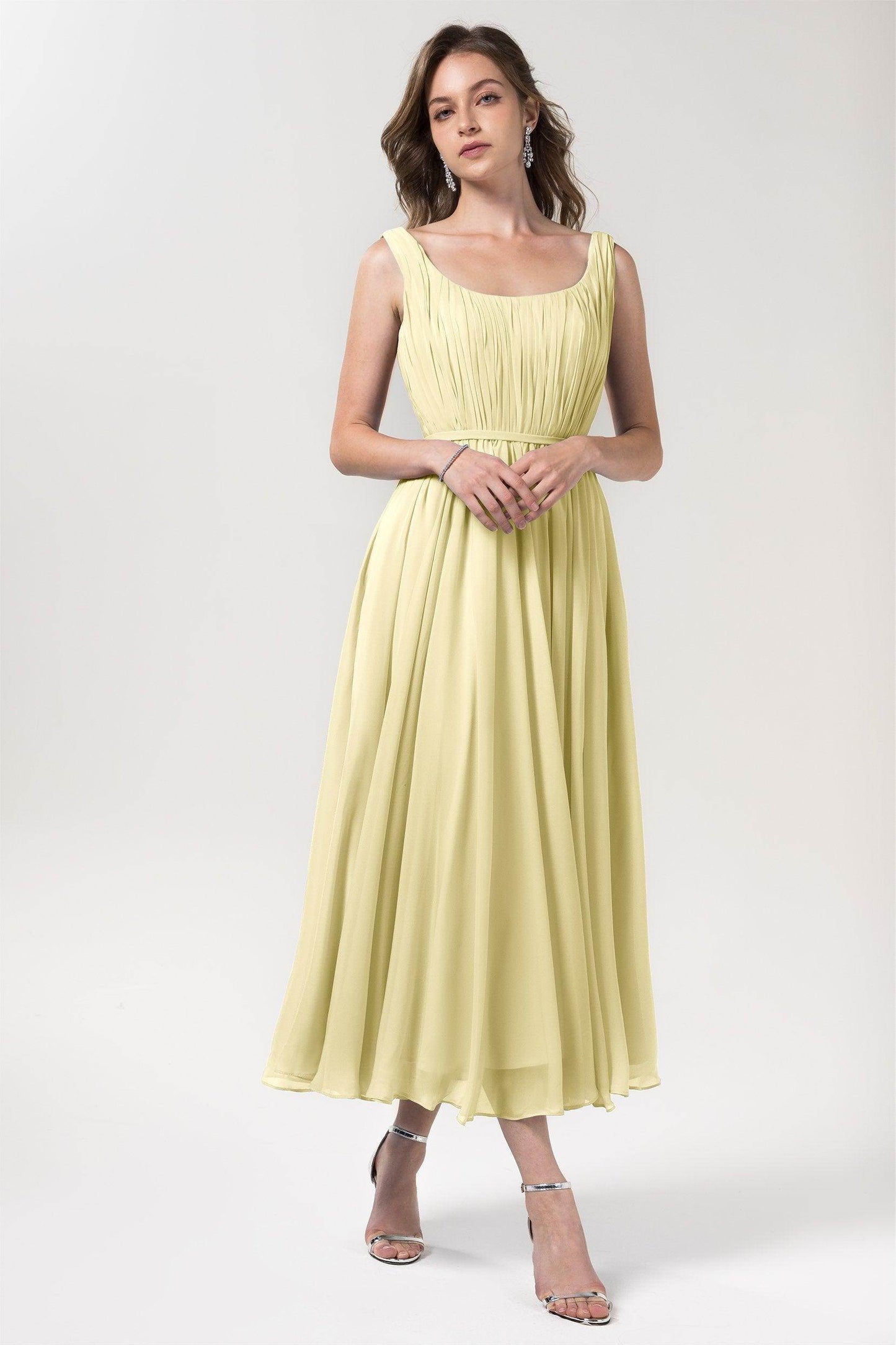 A-Line Tea Length Chiffon Bridesmaid Dress CB0555PS