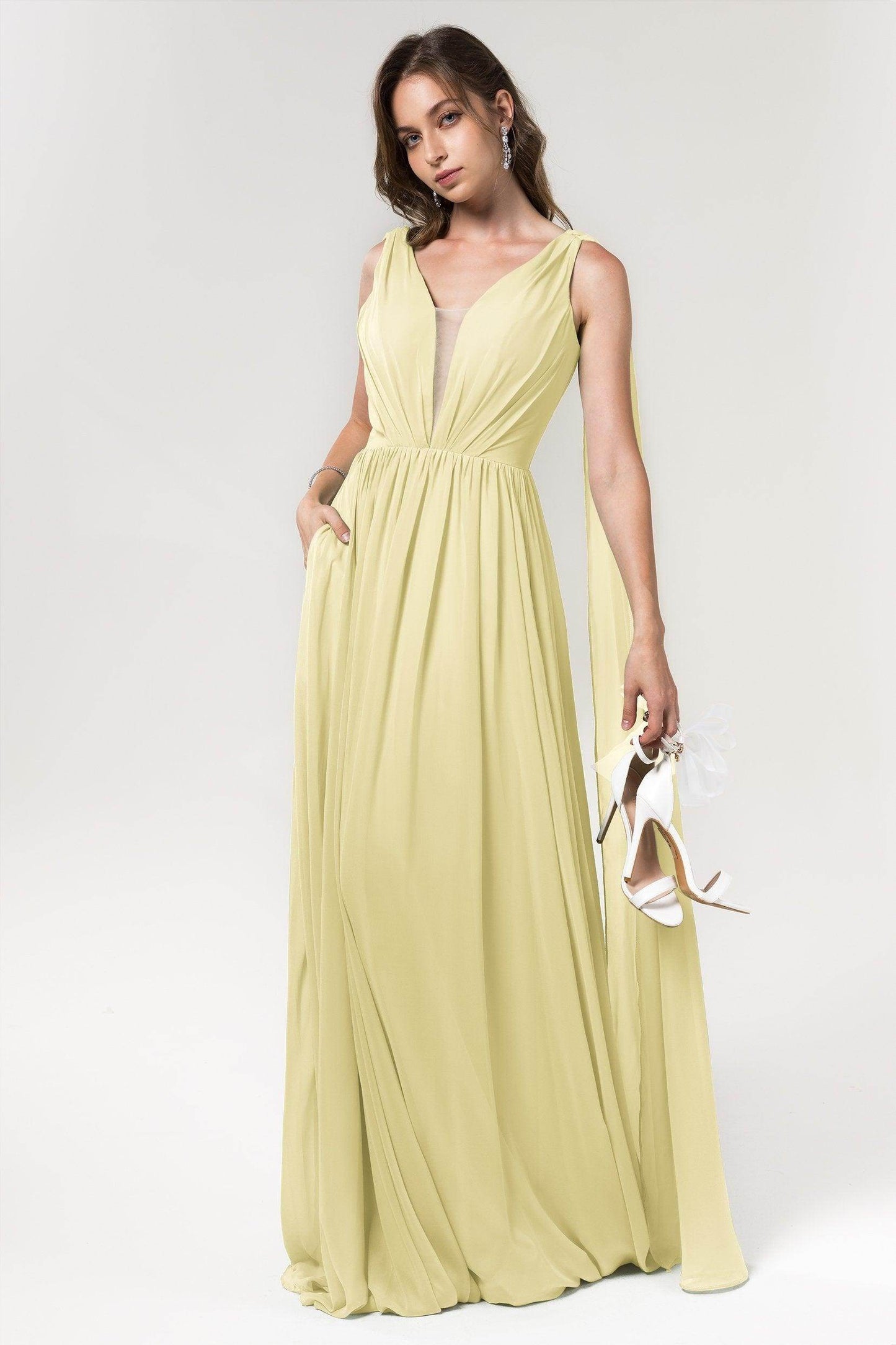 A-Line Floor Length Chiffon Bridesmaid Dress Formal Dresses CB0565