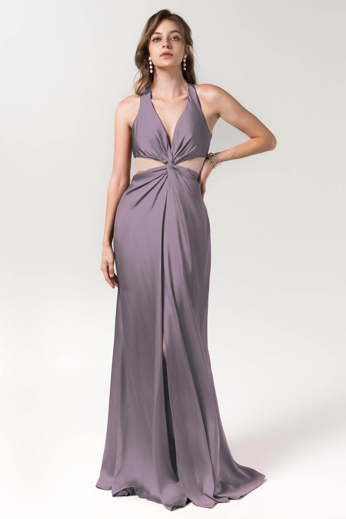 Sheath Floor Length Luxe Satin Bridesmaid Dress Formal Dresses CB0586