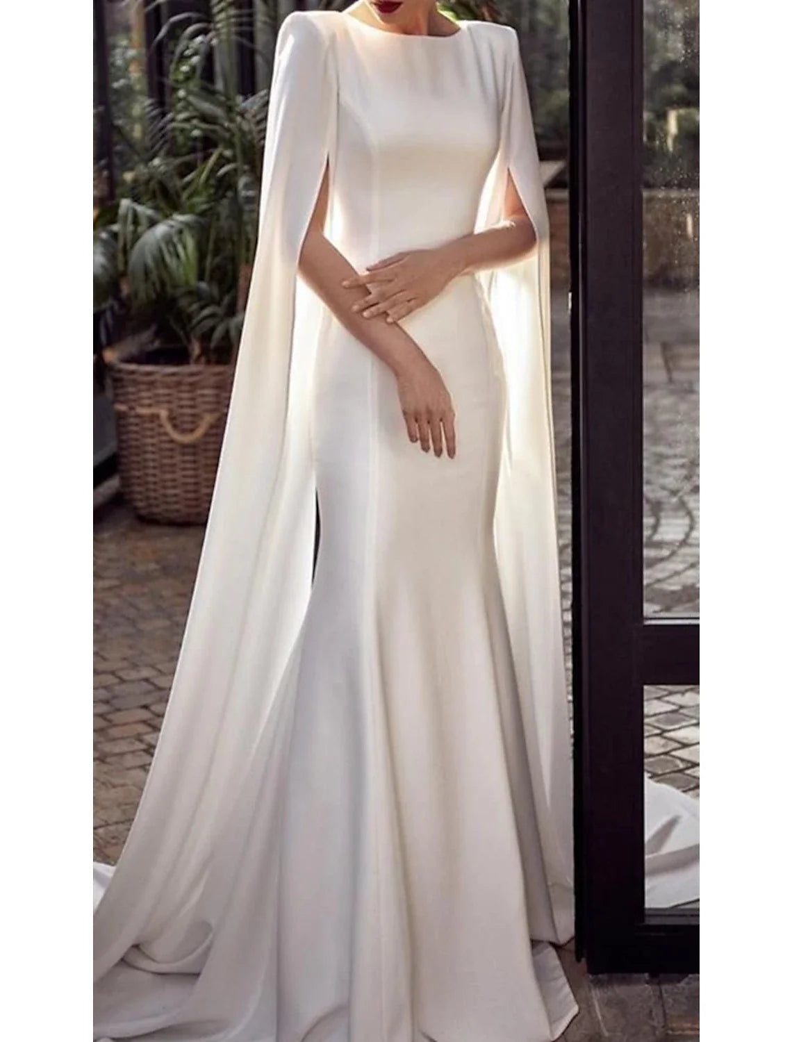 Mermaid Party Dress Evening Gown Maxi Dress Formal Wedding Guest Court Train Sleeveless Jewel Neck Capes Chiffon with Shawl 2025